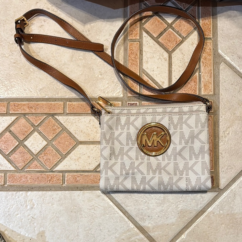 Michael Kors Tan and Cream Crossbody Bag